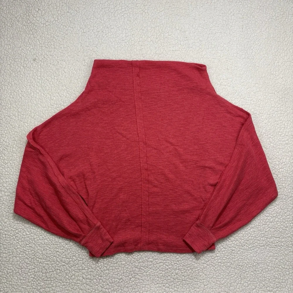 We The Free FP Pink Knit Mockneck Sweater Oversized Thermal Pullover Size S Cowl